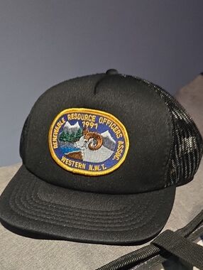Renewable Resource Officers Patch Trucker Hat - Black with Yellow Patch